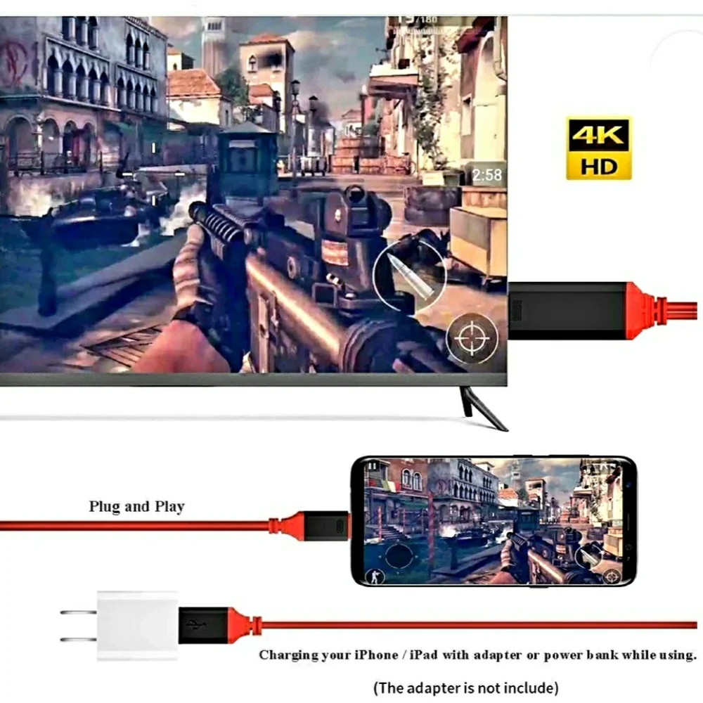Type C to HDTV Cable Adapter for Galaxy S10 - Red